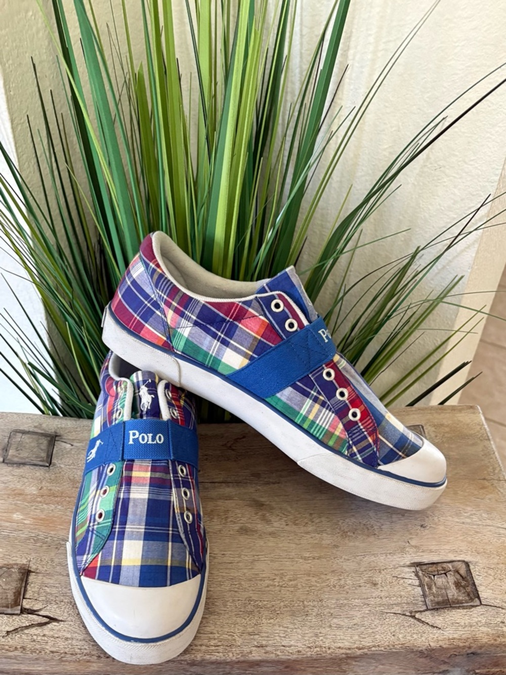 Polo Ralph Lauren Gardener Marlin Madras Sneakers - Picture 2 of 10